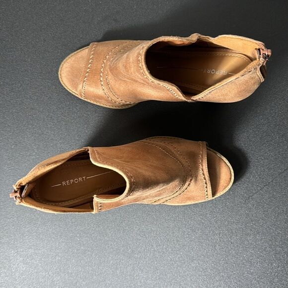 REPORT BROWN OPEN TOE BOOTIE SIZE 9.5 - Picture 3 of 7